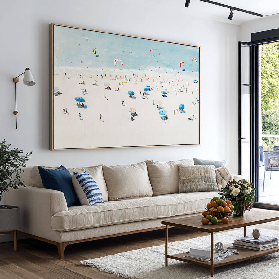 Large Seascape Canvas Art - Beach Week I