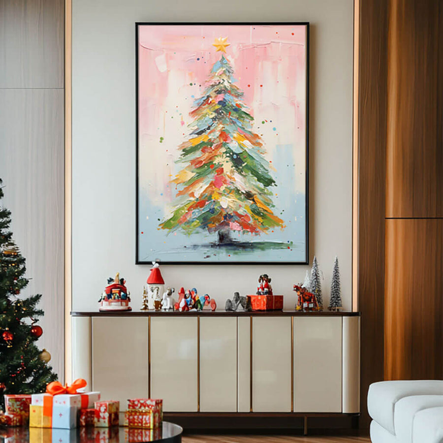 Colorful Abstract Art Painting - Christmas Tree I