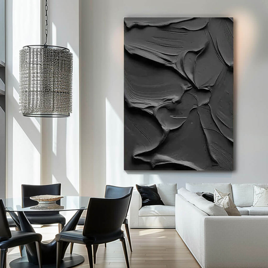 Black Textured Abstract Wall Art - Coalescence