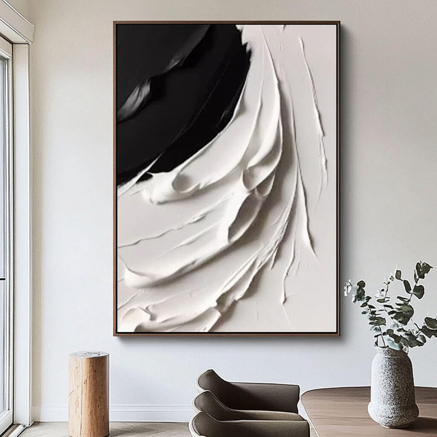 Black and White Abstract Canvas Art Painting - Diffuse