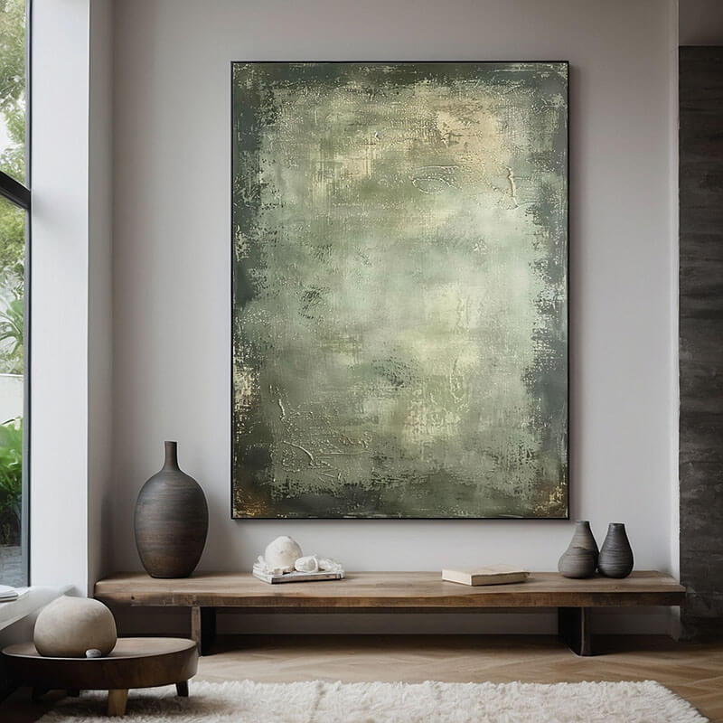Green Abstract Canvas Painting - Incognito I