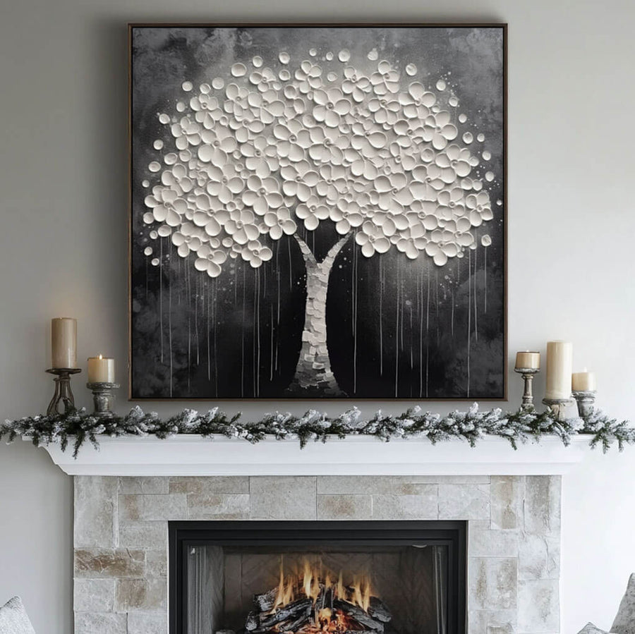 White Flowers Abstract Painting - Nocturne