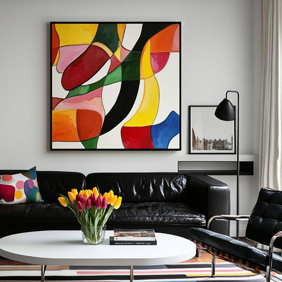 Colorful Abstract Art Canvas Painting - Shapes In Transit