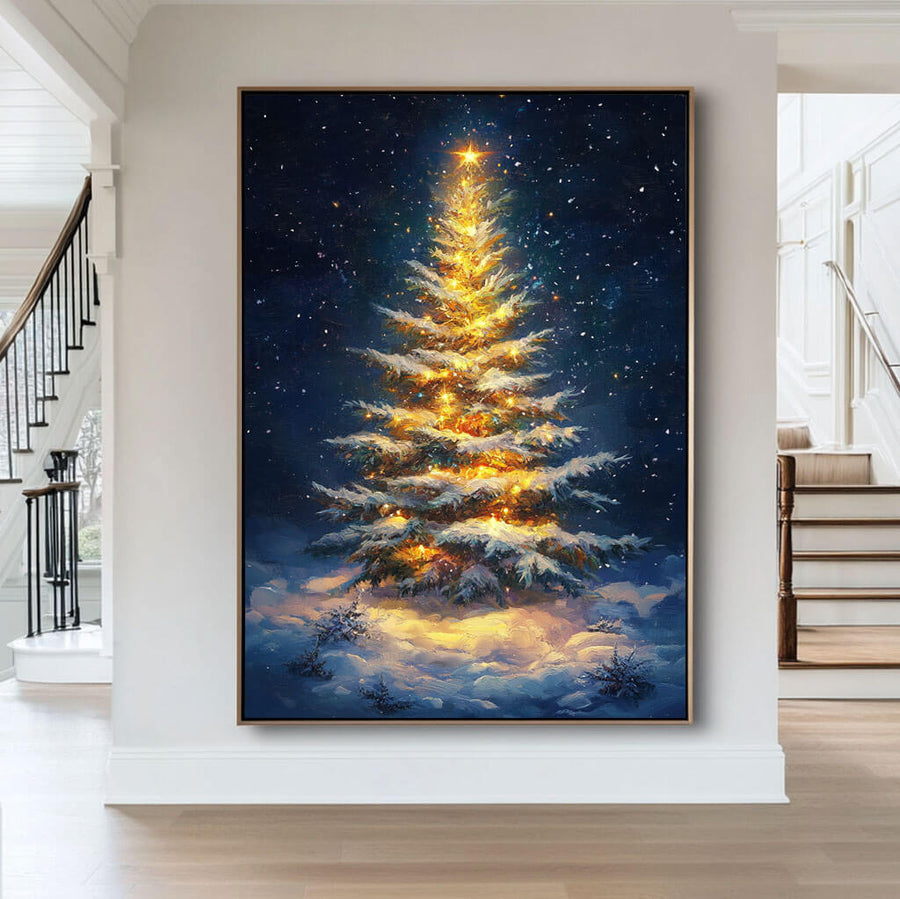 Acrylic Art Painting - Shining Bright At Christmas Night