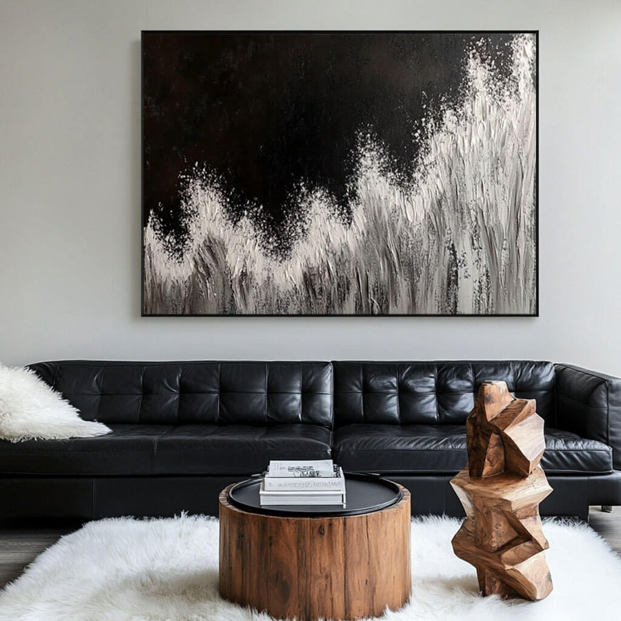 Black and White Abstract Art Painting - Splash