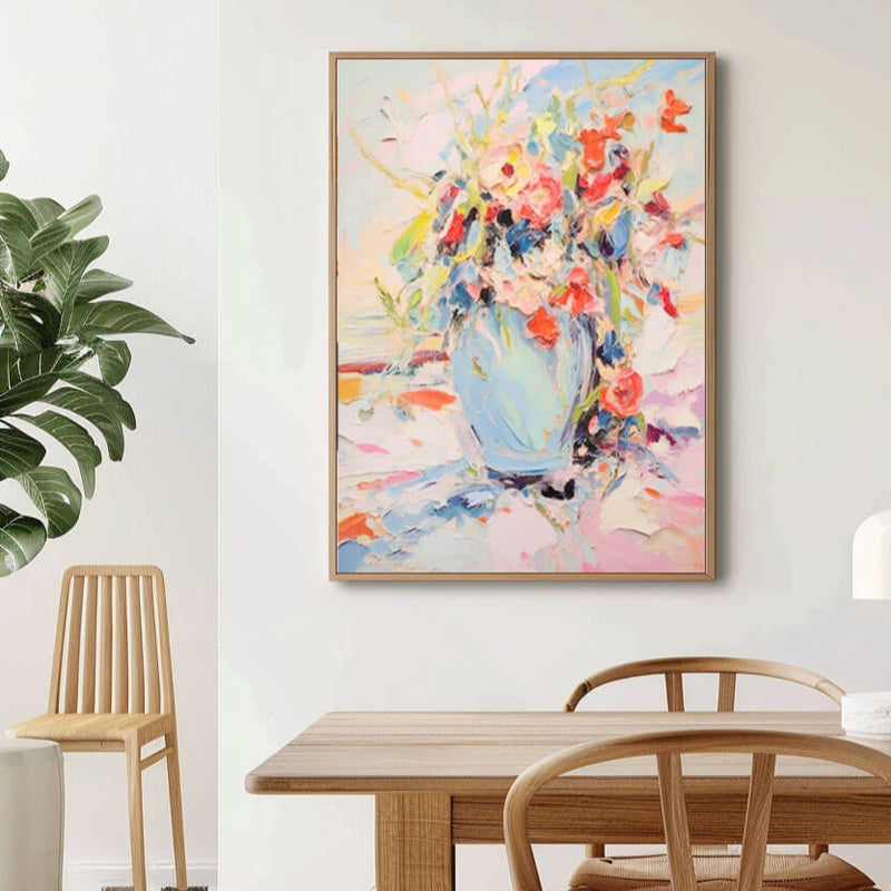 Textured Colorful Canvas Art Painting - Summer Vase