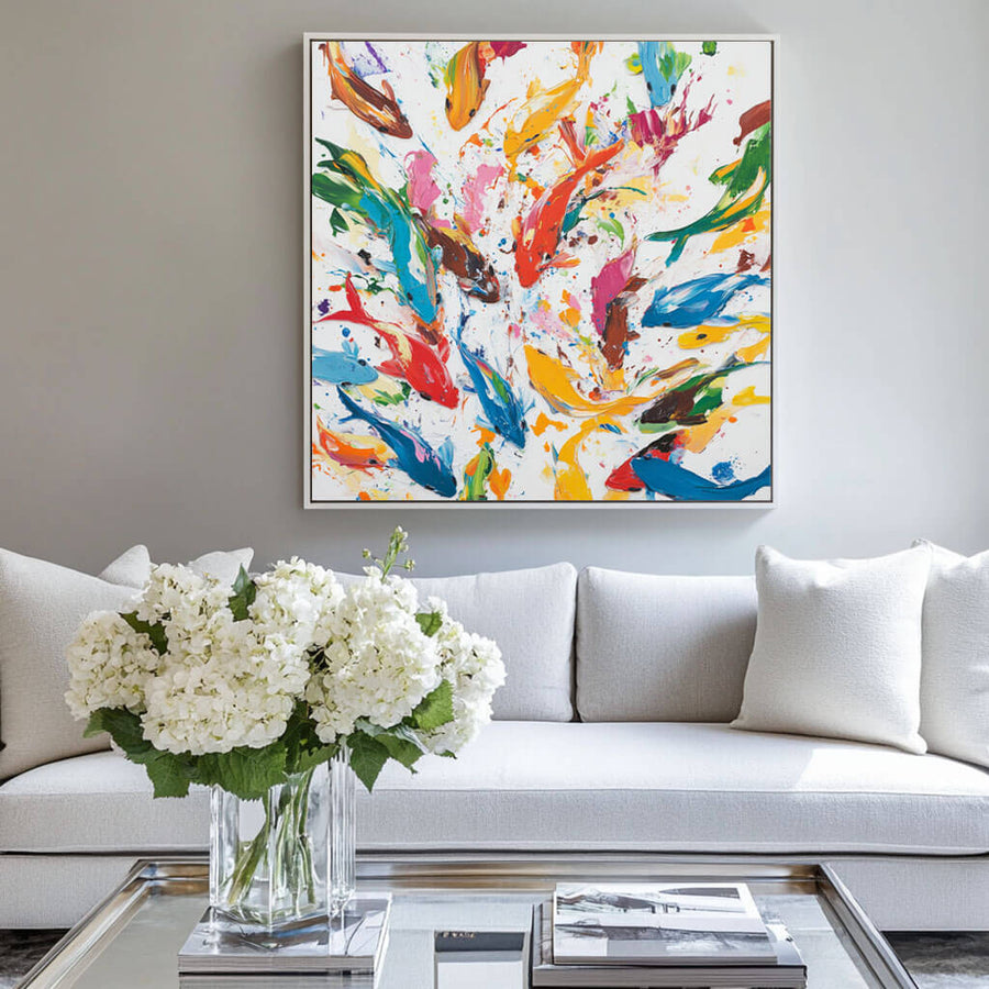 Colorful Abstract Canvas Art Painting - Underwater Rainbow