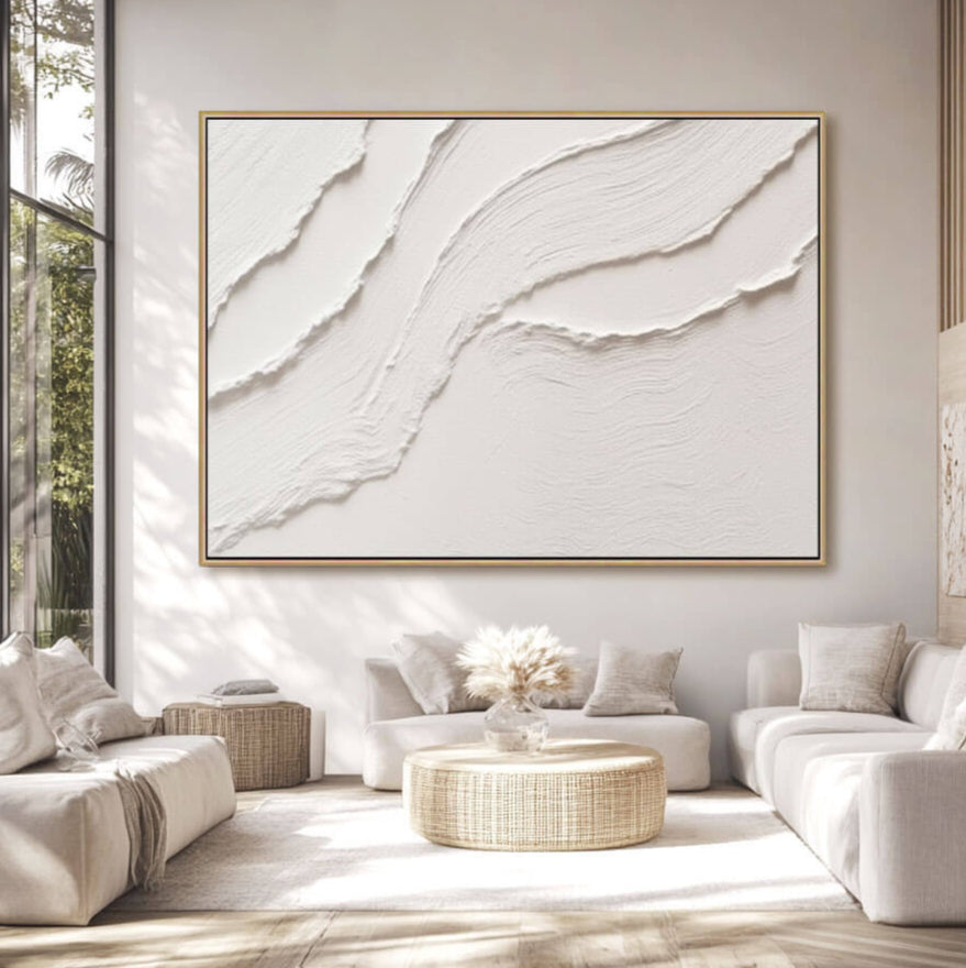 Minimalist Textured Abstract Art - White Ripple II